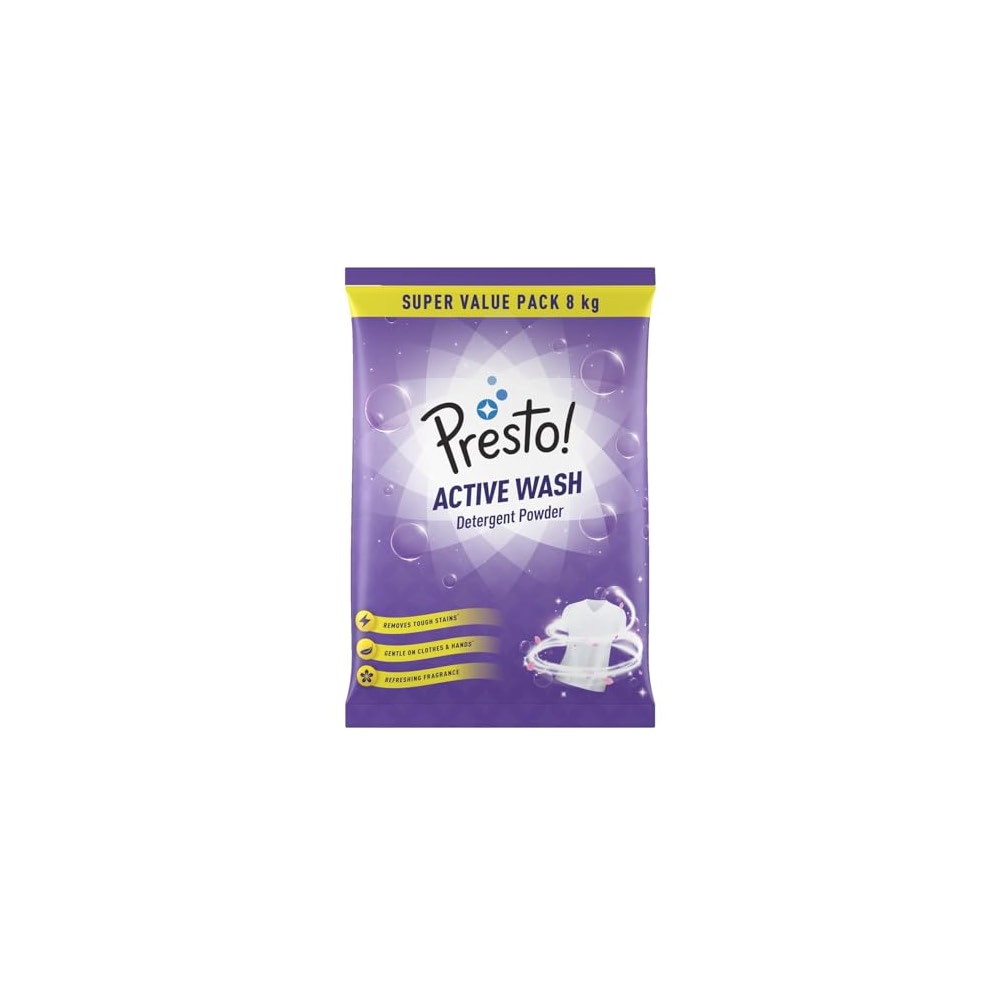 Amazon Brand - Presto! Active Wash Detergent Powder | 8 Kg | Tough On Stains | Gentle On Fabrics | Colour-Safe | Refreshing Fragrance | Machine And Hand Wash whatsapp image 2026 03 31 at 10.45.28 pm