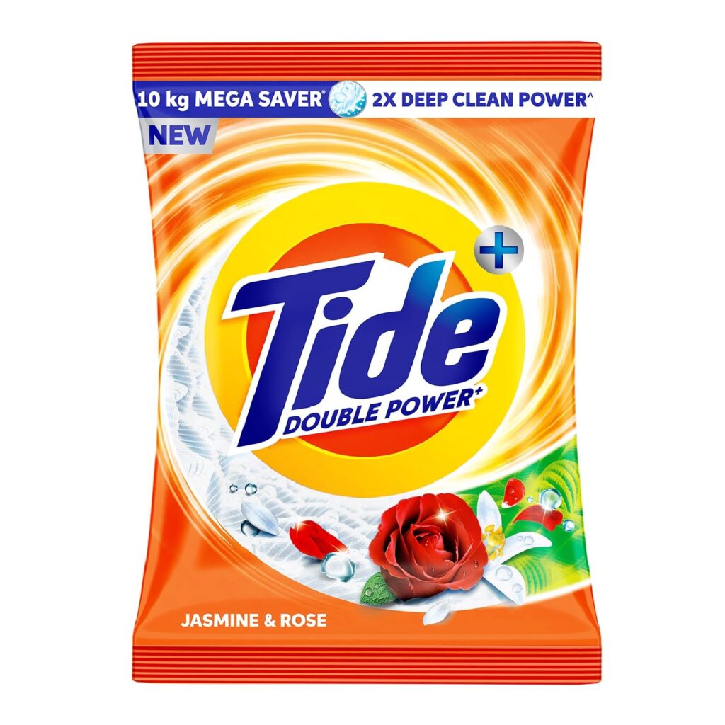 Tide Plus Detergent Washing Powder – 10Kg Mega Saver Pack | Jasmine & Rose Fragrance | Removes Deep-Seated Oil, Gravy, Tea Stains | World’s No. 1 Detergent Brand Tide 1024x1024
